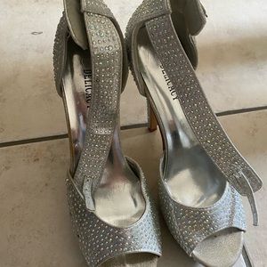 Silver crystal heels